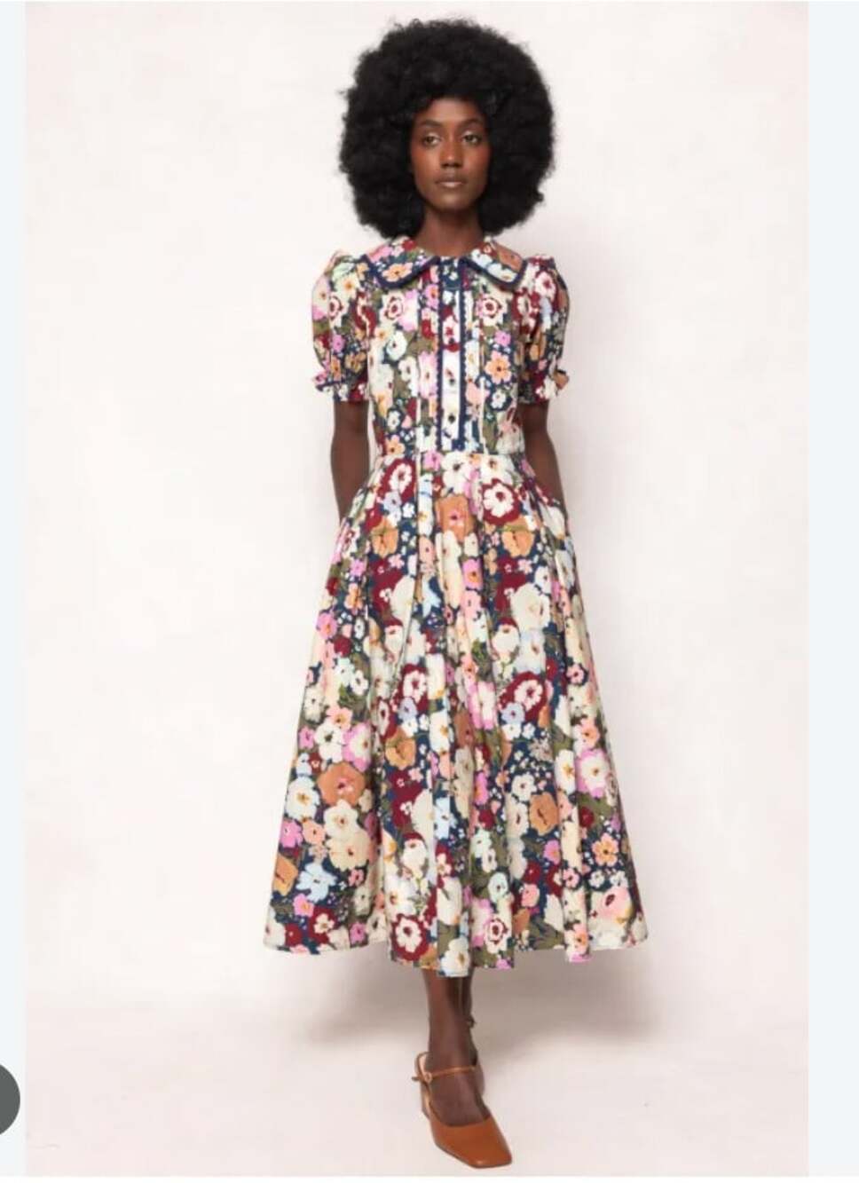 Ivy City Co. Sophia Dress Womens 2 Multi Floral Collared Fit Flare Midi